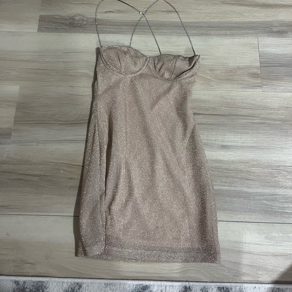 tan xs shein sparkly dress